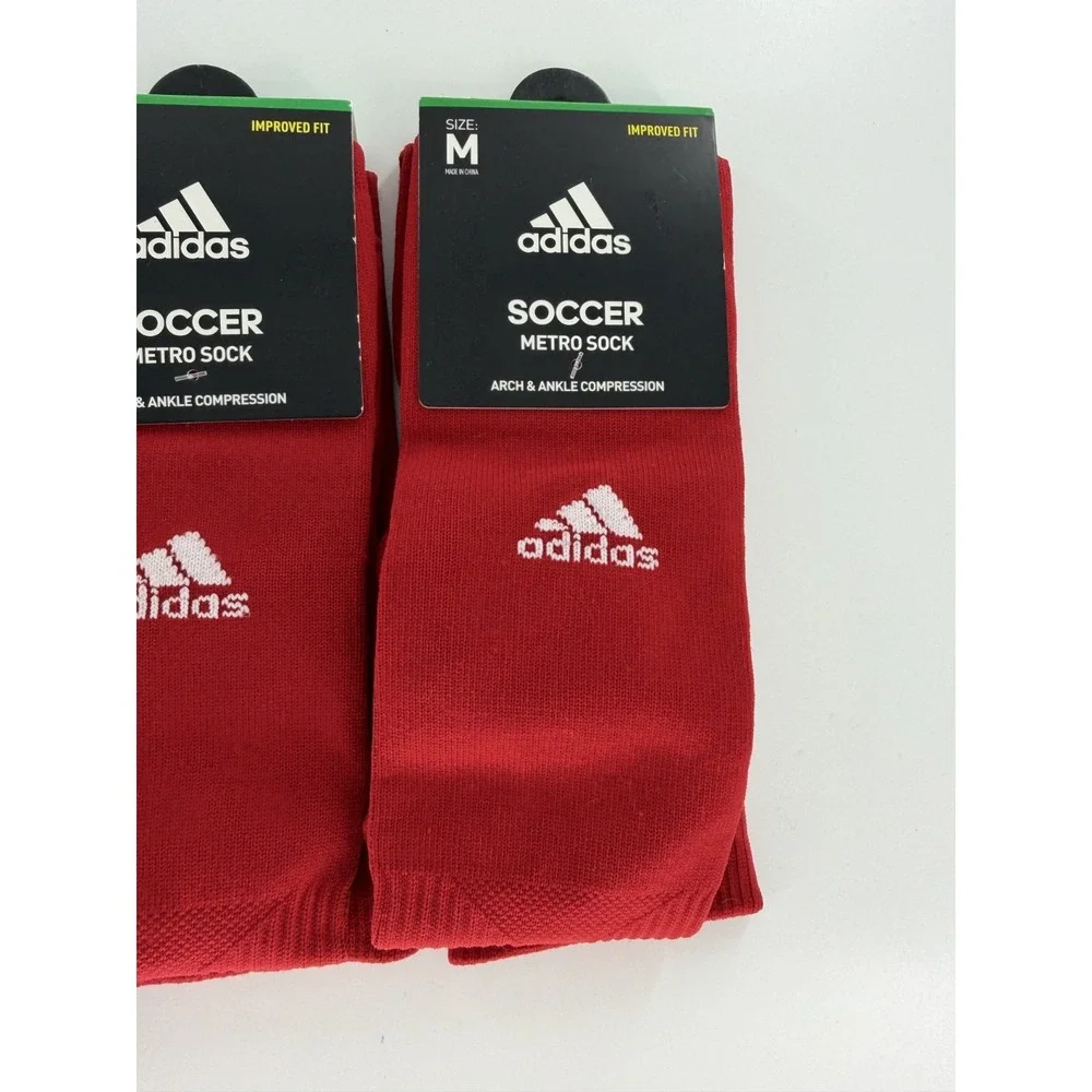 Adidas Soccer Metro Socks Red Large Over The Calf Arch Ankle Compression 3 Pack‎